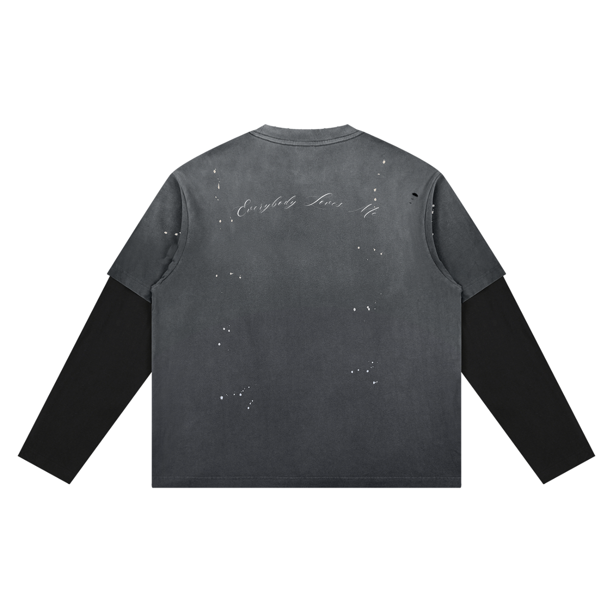 Wash Distressed Layered Long Sleeve
