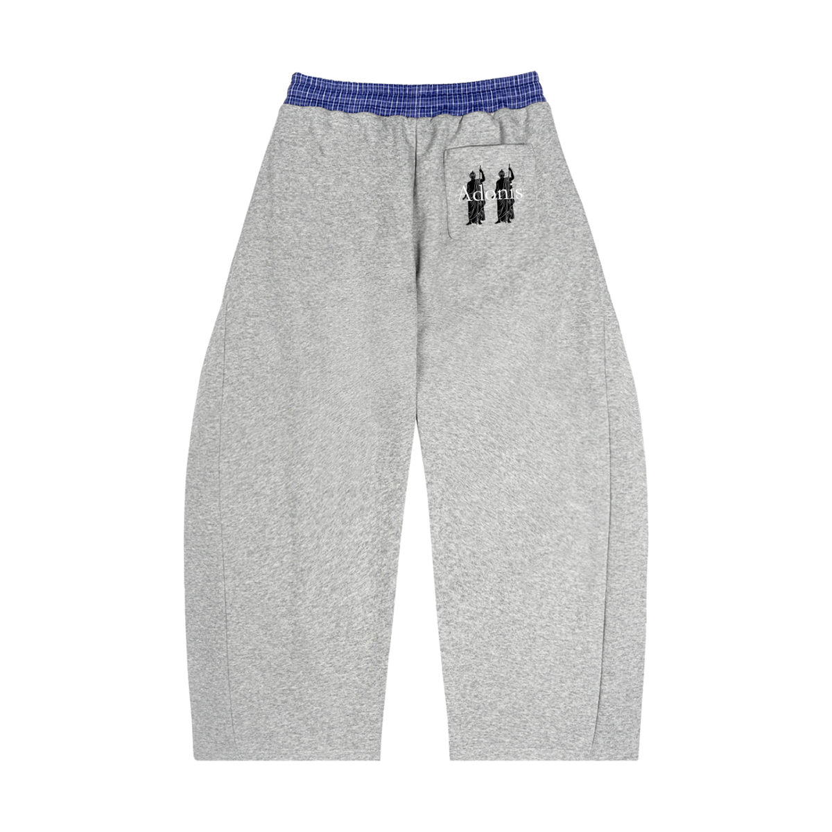 Plaid Waistband Barrel Sweatpants (Grey)