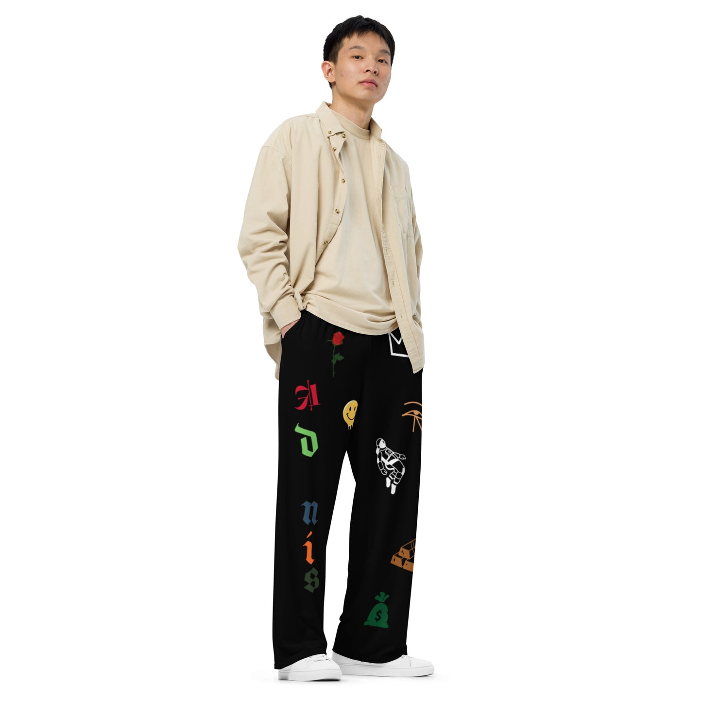Adonis-Creations - All-over print men's wide-leg pants