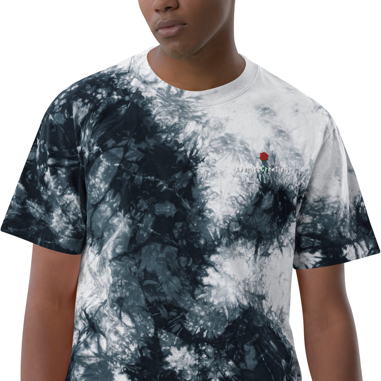 Adonis-Creations - Men's Oversized Embroidered Adonis-Creations Rose T-Shirt