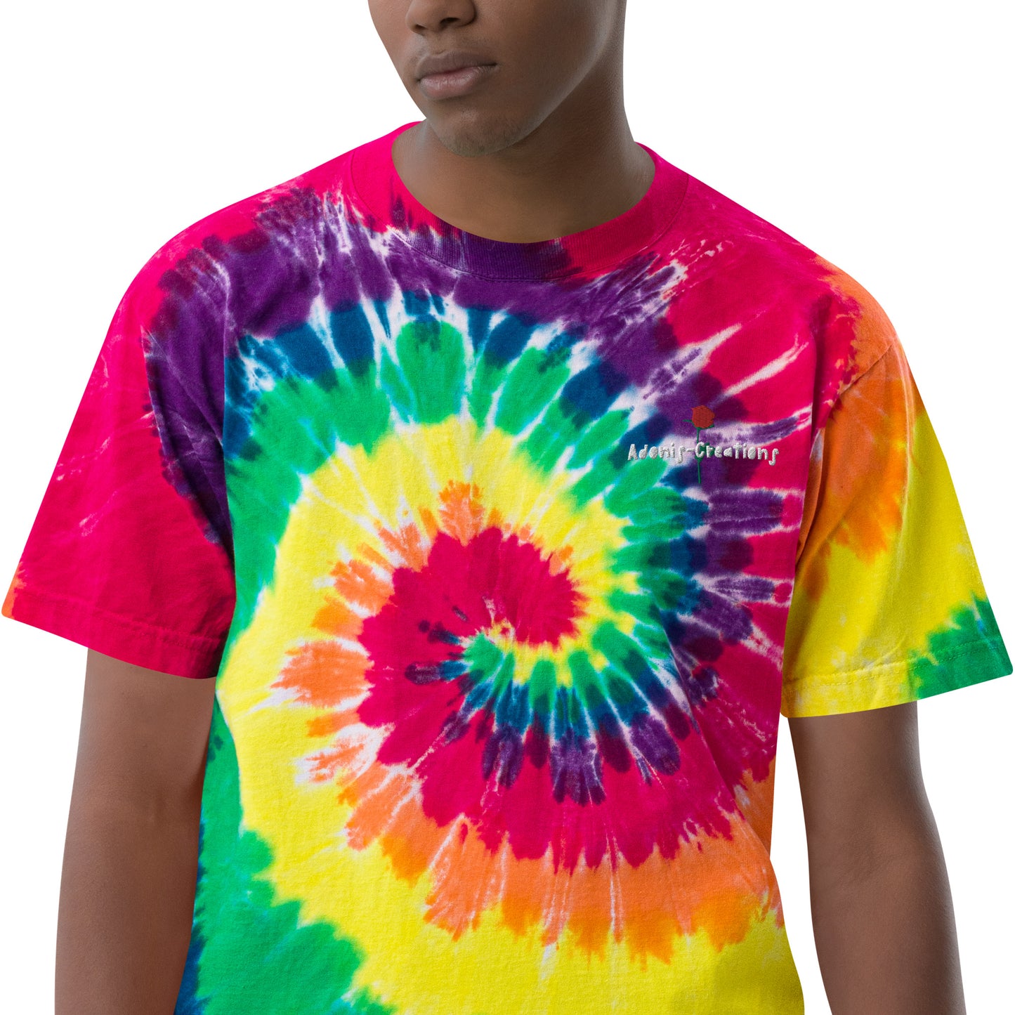 Adonis-Creations - Men's Oversized Embroidered Adonis-Creations Rose T-Shirt