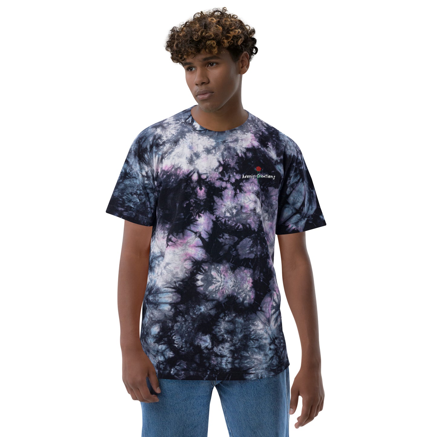 Adonis-Creations - Men's Oversized Embroidered Adonis-Creations Rose T-Shirt