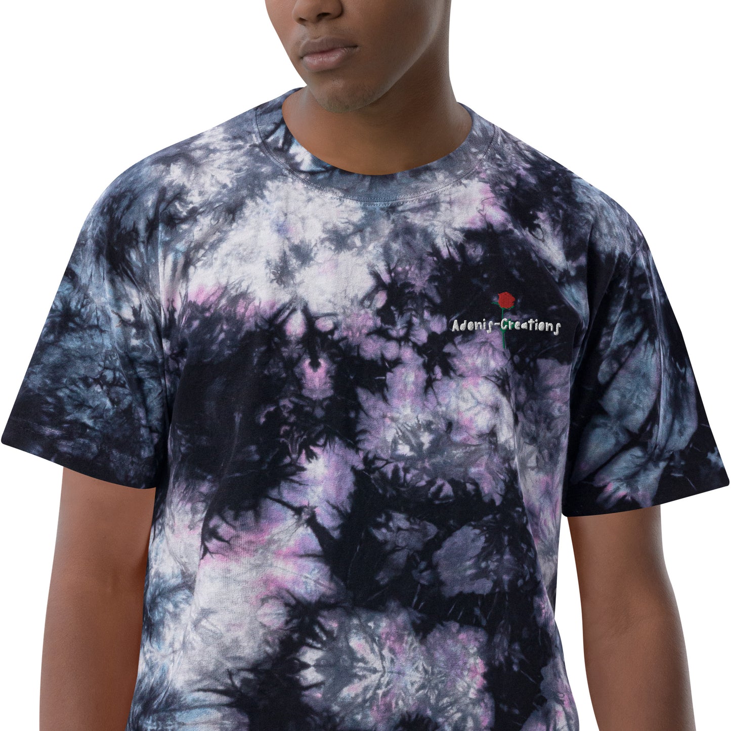Adonis-Creations - Men's Oversized Embroidered Adonis-Creations Rose T-Shirt