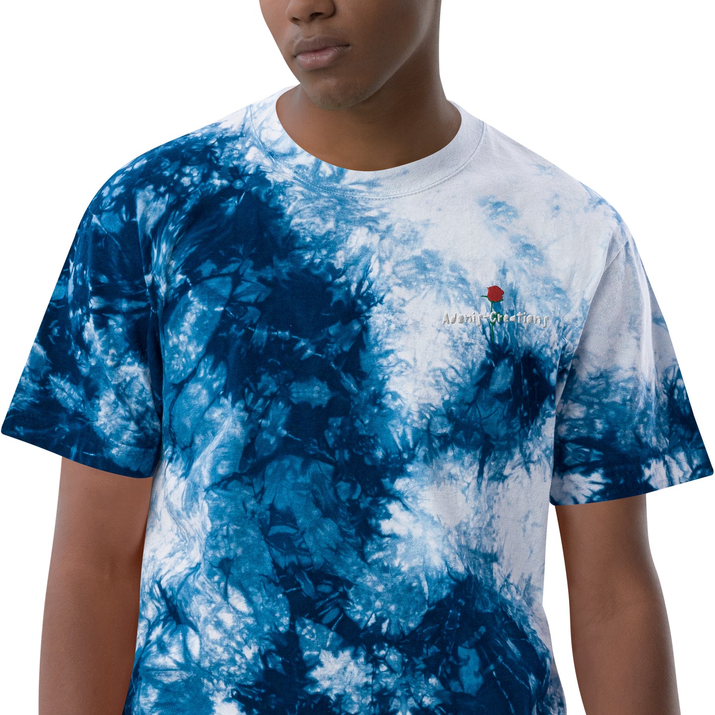 Adonis-Creations - Men's Oversized Embroidered Adonis-Creations Rose T-Shirt
