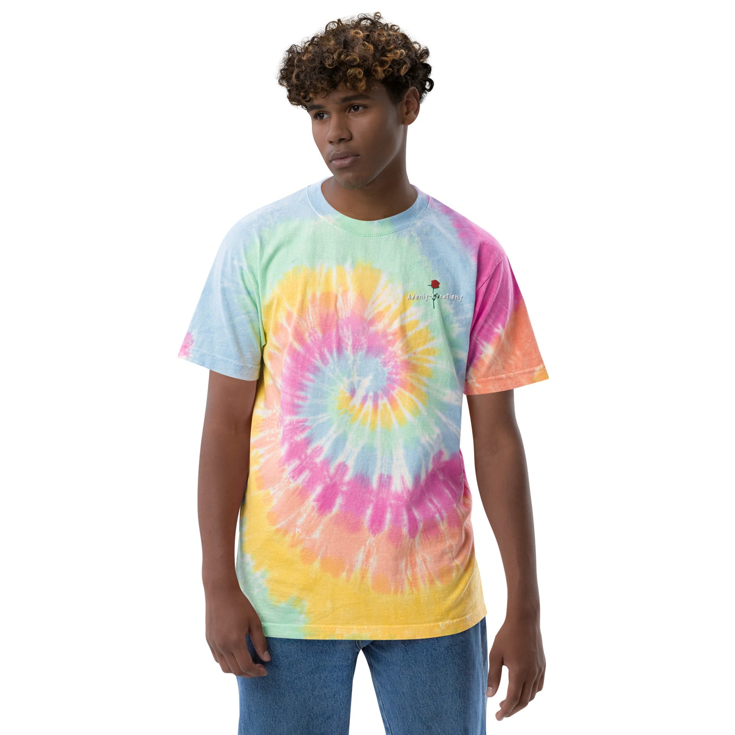 Adonis-Creations - Men's Oversized Embroidered Adonis-Creations Rose T-Shirt