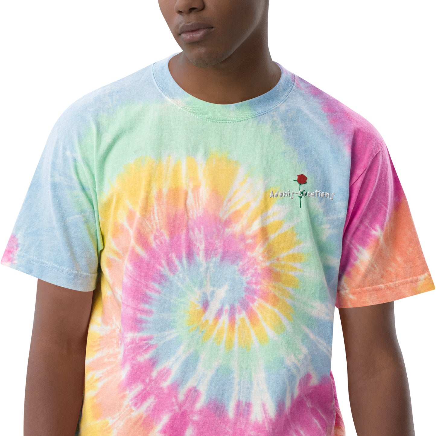 Adonis-Creations - Men's Oversized Embroidered Adonis-Creations Rose T-Shirt