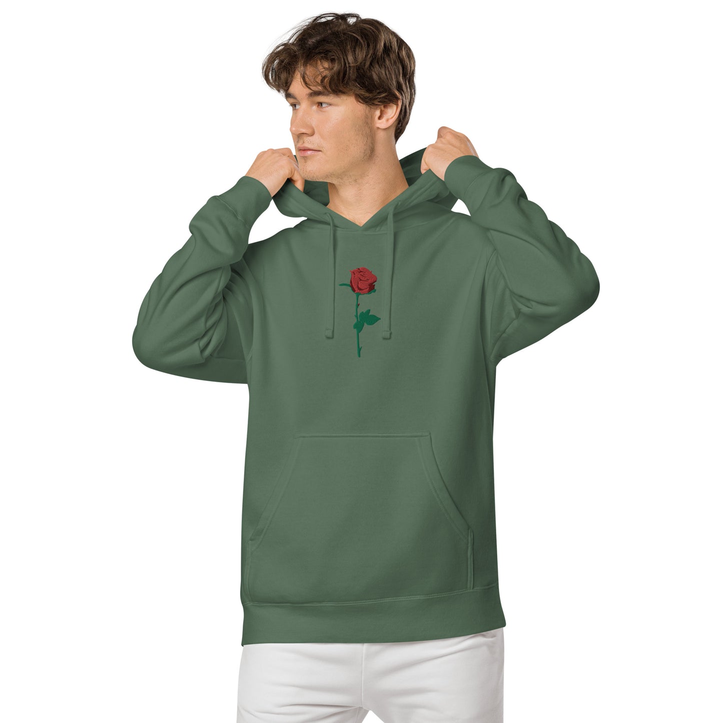 Adonis-Creations - Men's Pigment Dyed Cotton Hoodie ~ Large Chest Embroidery