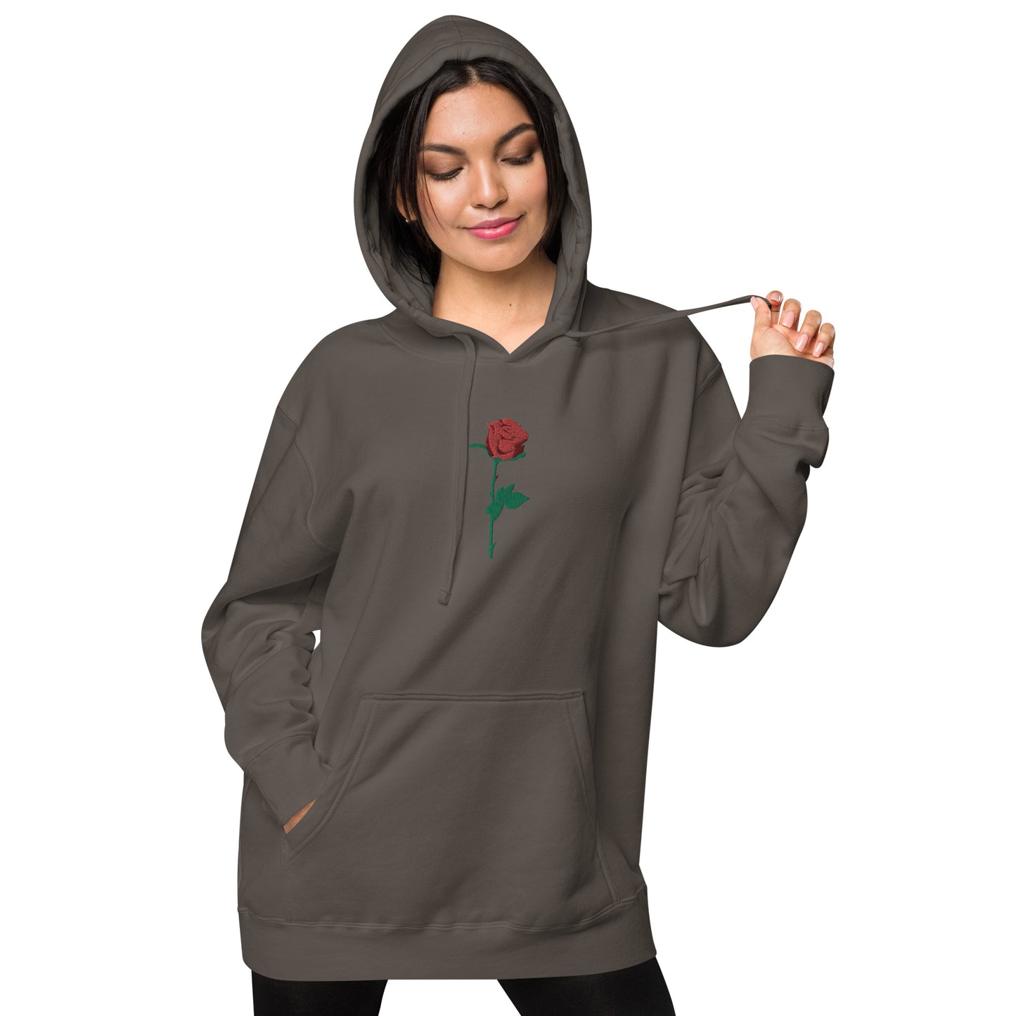 Adonis-Creations - Women's Pigment Dyed Cotton Hoodie ~ Large Chest Embroidery