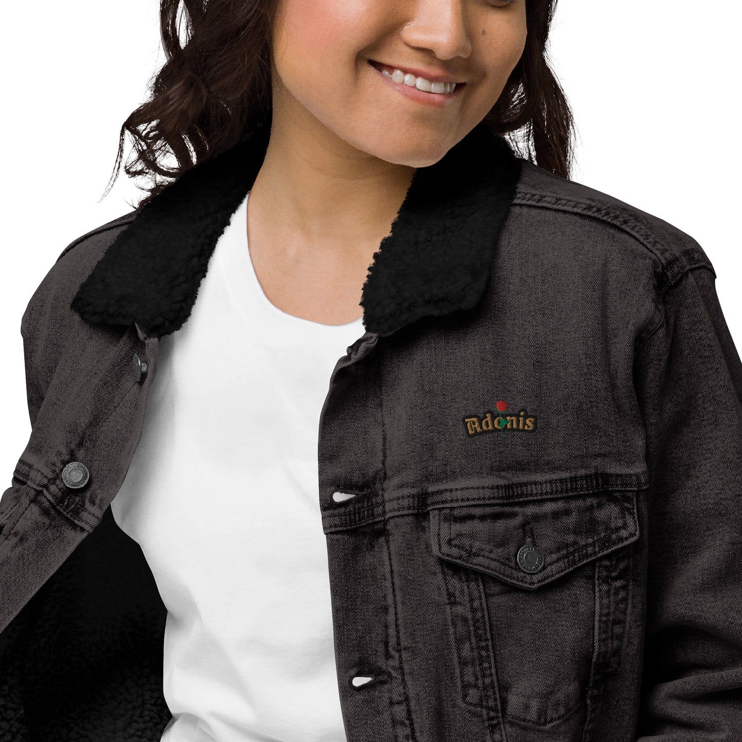 Adonis-Creations - Women's Embroidered Denim Jacket With Fur