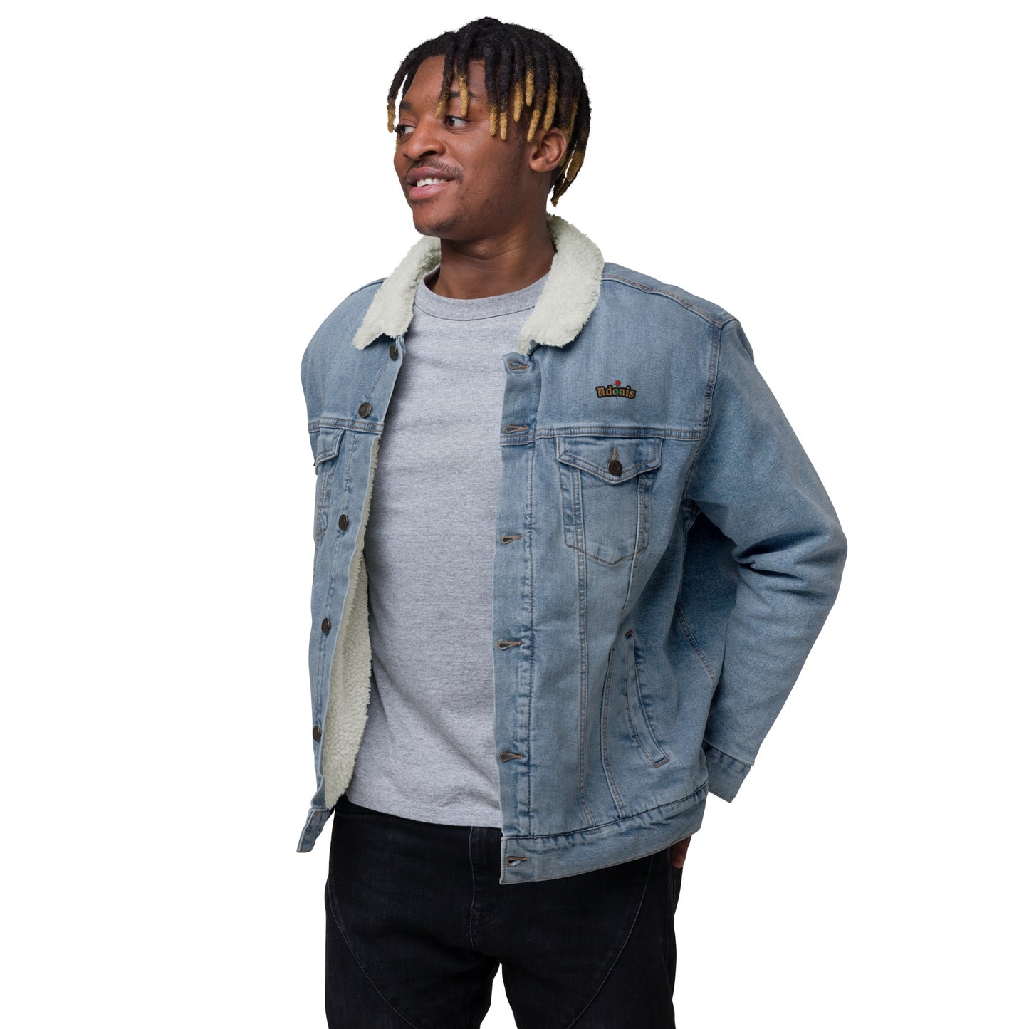 Adonis-Creations - Men's Embroidered Fur Denim Jacket