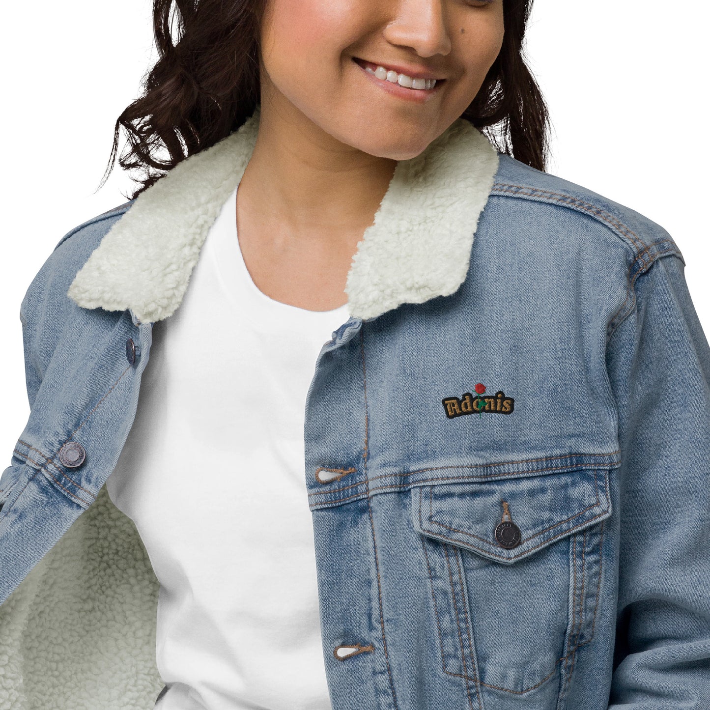 Adonis-Creations - Women's Embroidered Denim Jacket With Fur