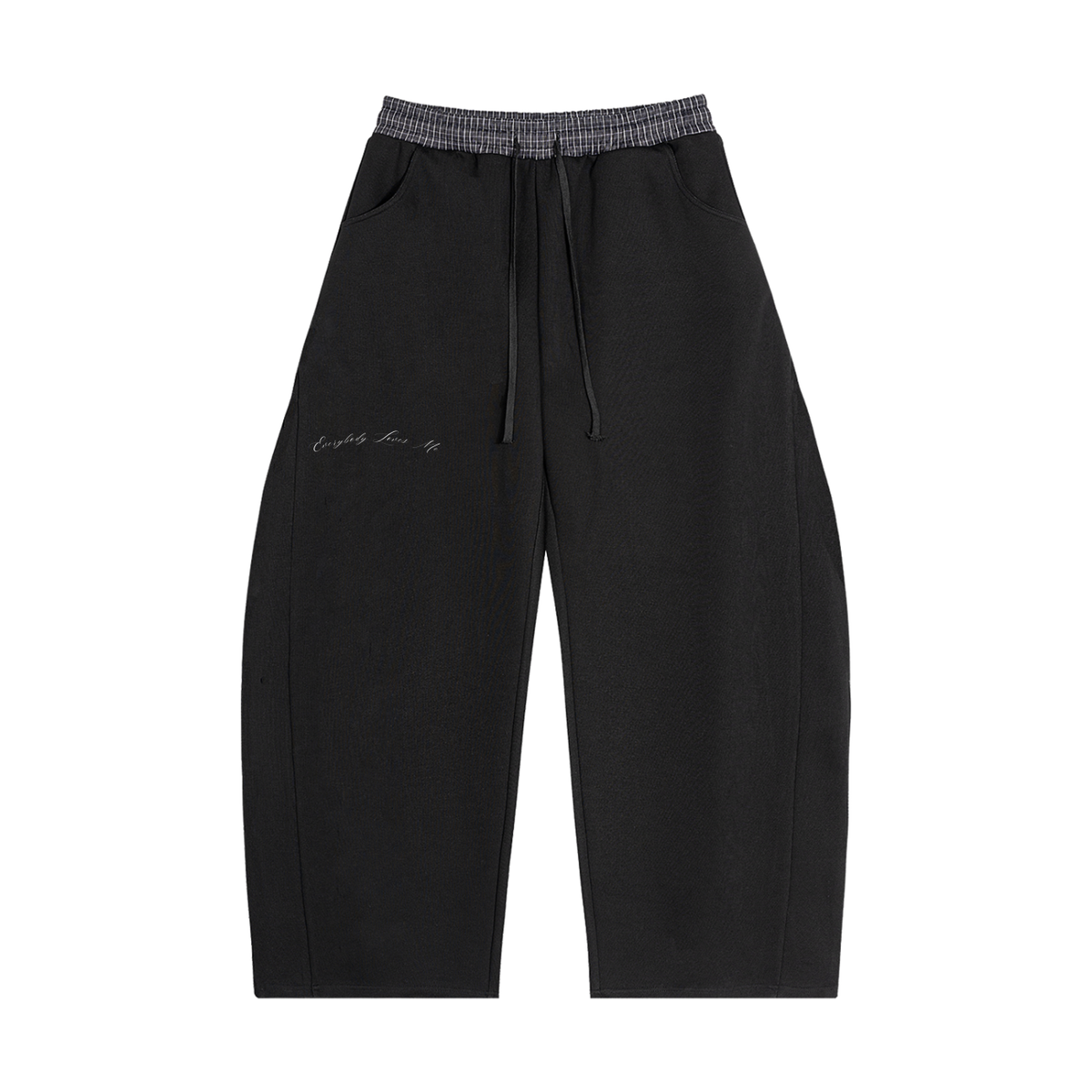 Plaid Waistband Barrel Sweatpants (Black)