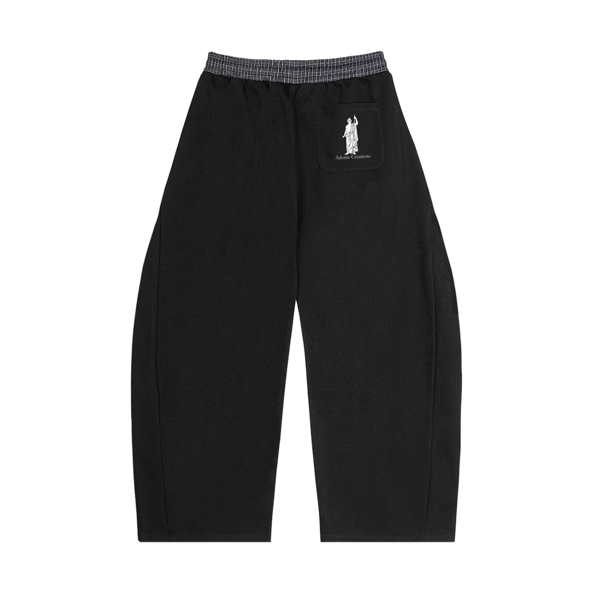 Plaid Waistband Barrel Sweatpants (Black)