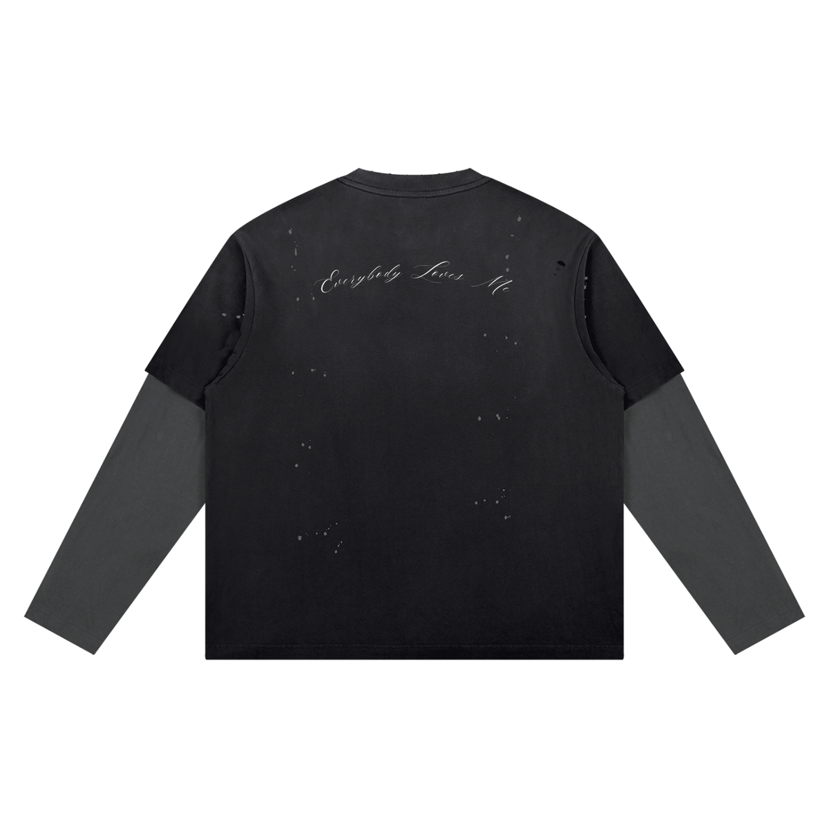 Wash Distressed  Layered Long Sleeve