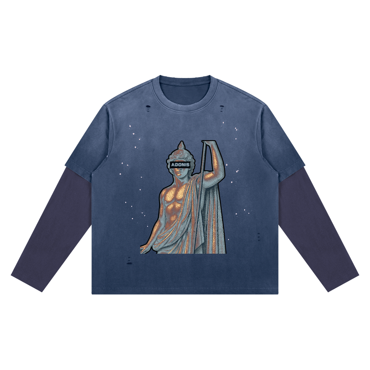 Wash Distressed  Layered Long Sleeve