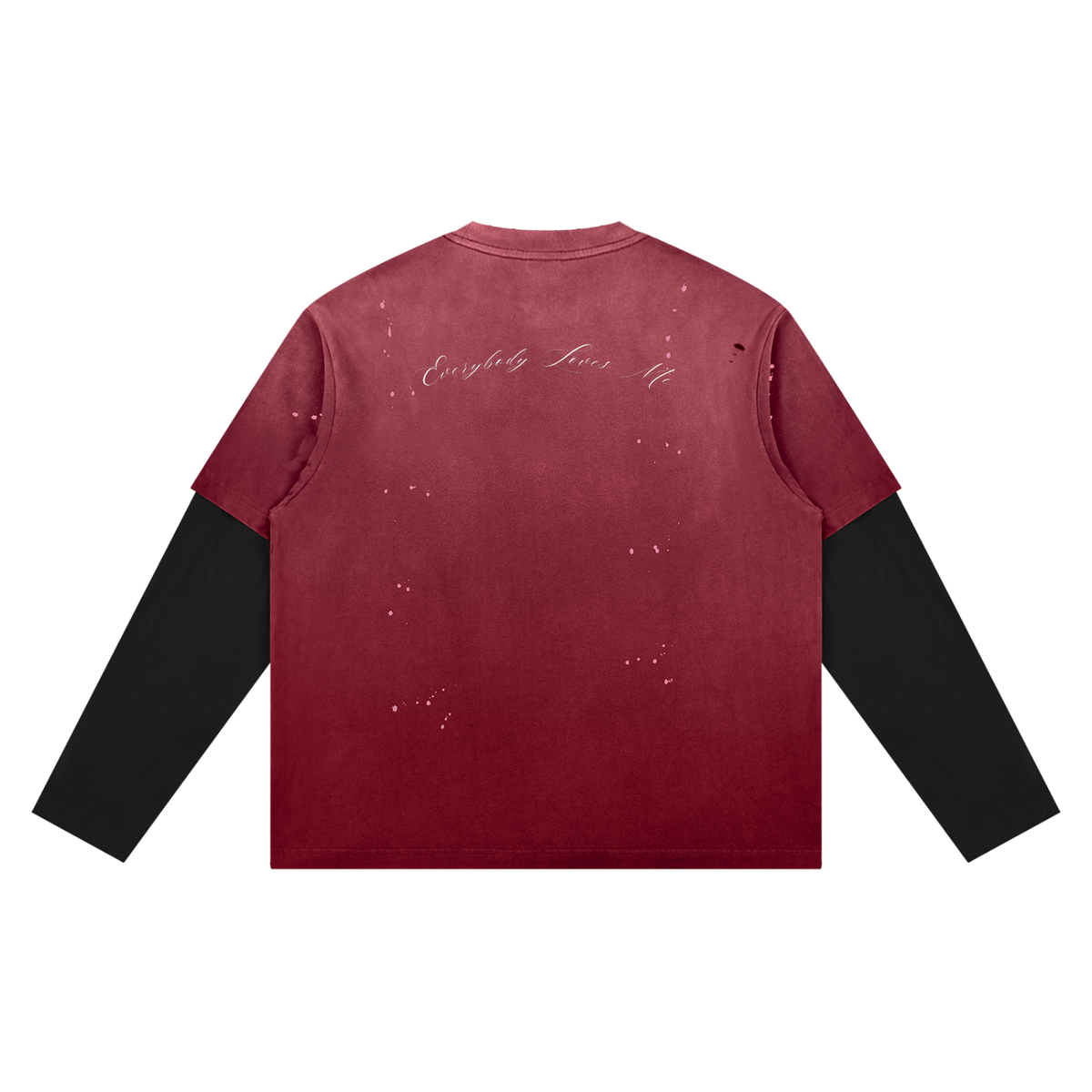 Wash Distressed  Layered Long Sleeve