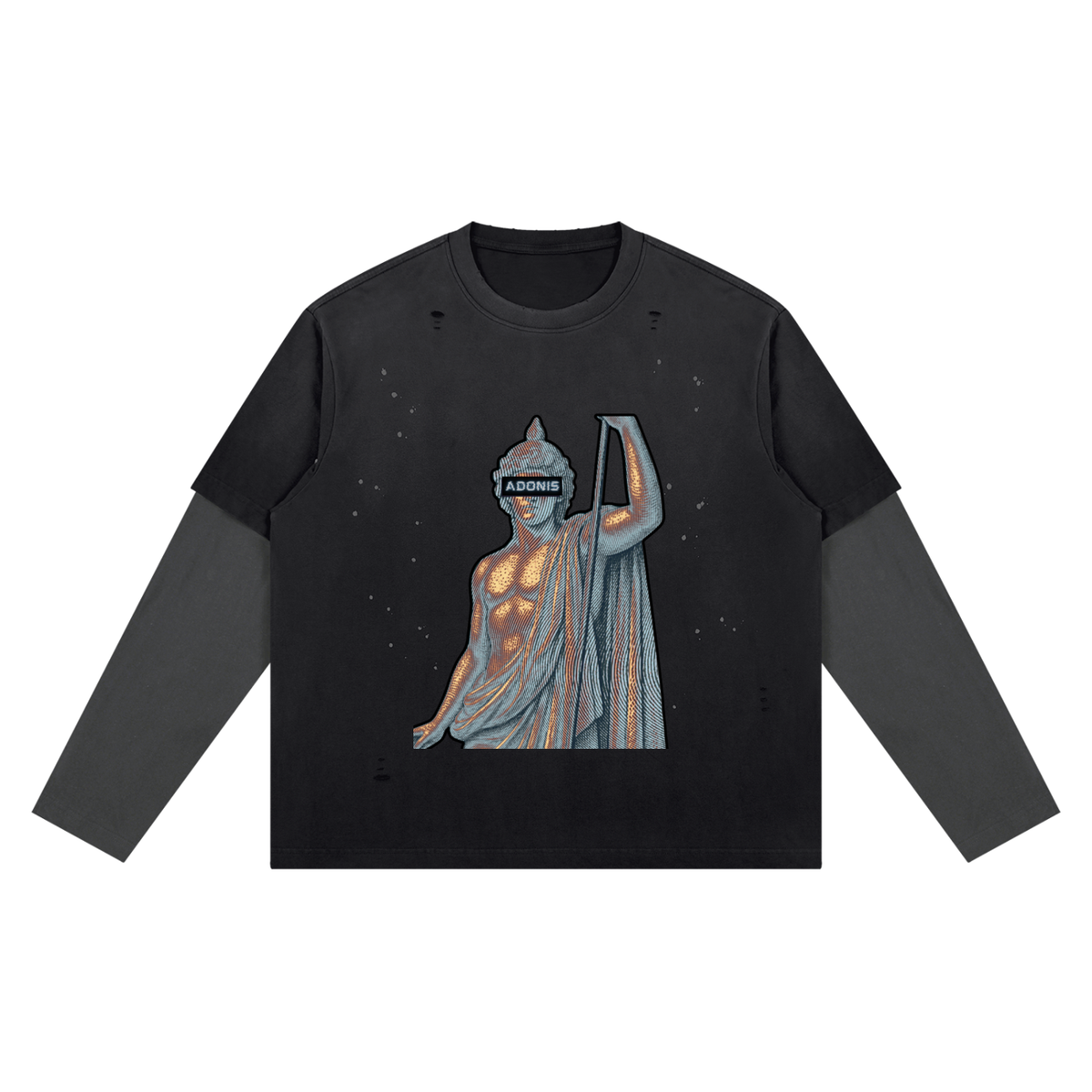 Wash Distressed  Layered Long Sleeve