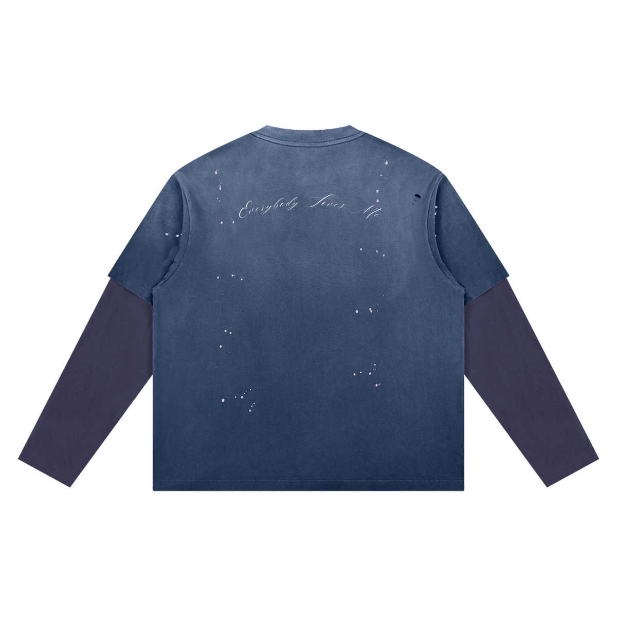 Wash Distressed  Layered Long Sleeve