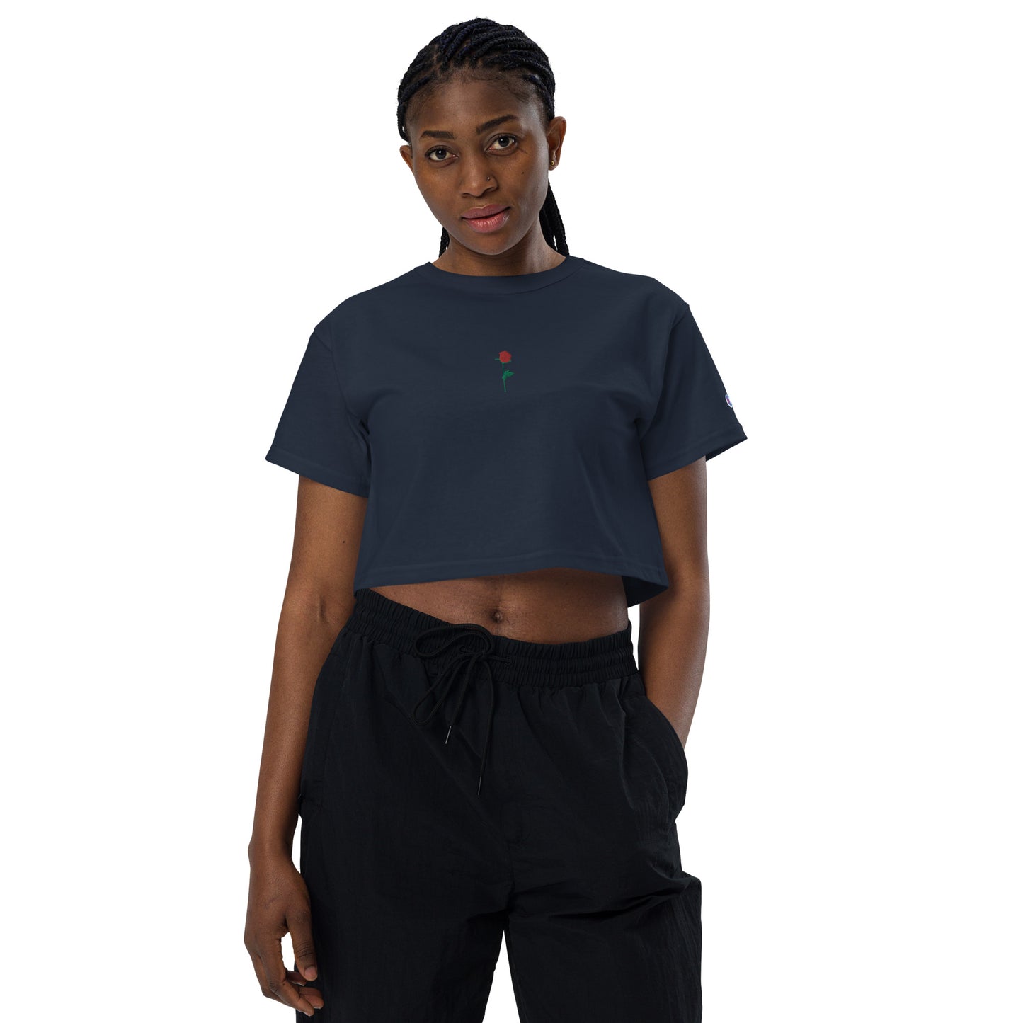 Adonis-Creations Women's Simple Embroidered Cotton Crop Top