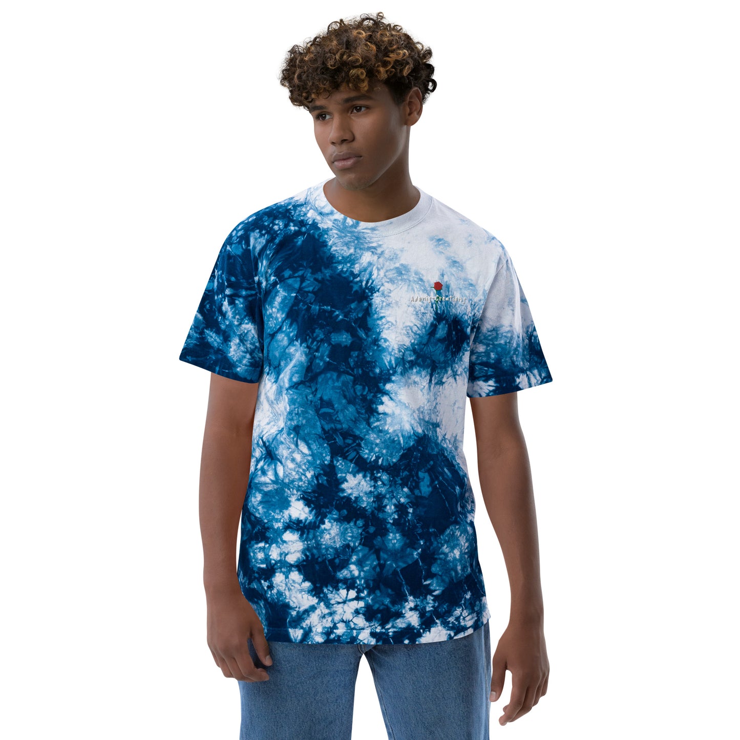 Adonis-Creations - Men's Oversized Embroidered Adonis-Creations Rose T-Shirt