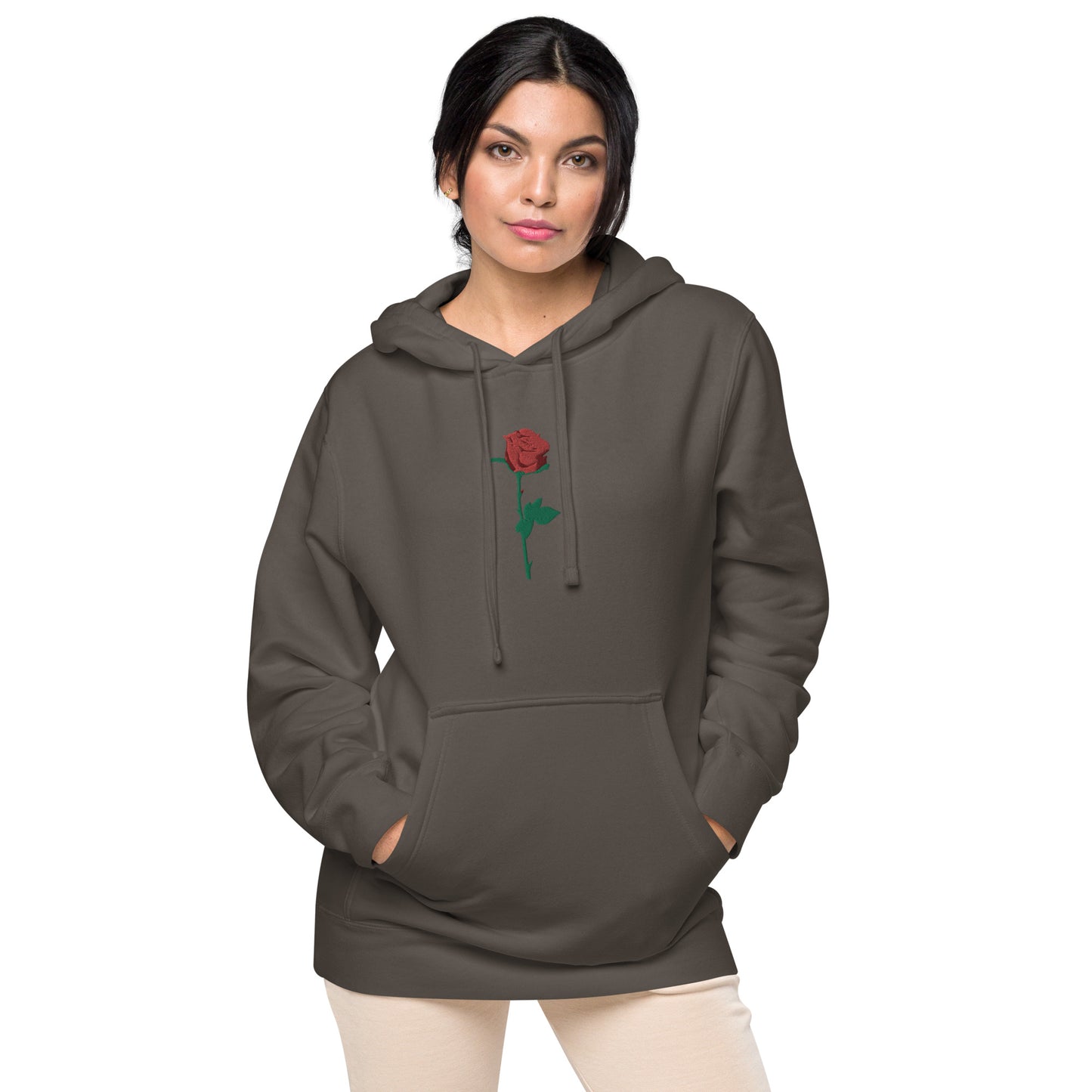 Adonis-Creations - Women's Pigment Dyed Cotton Hoodie ~ Large Chest Embroidery