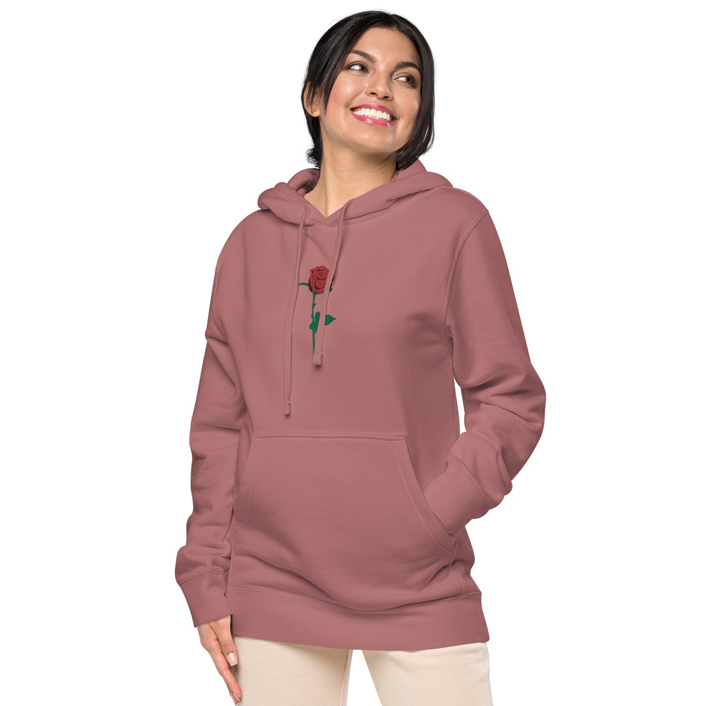 Adonis-Creations - Women's Pigment Dyed Cotton Hoodie ~ Large Chest Embroidery