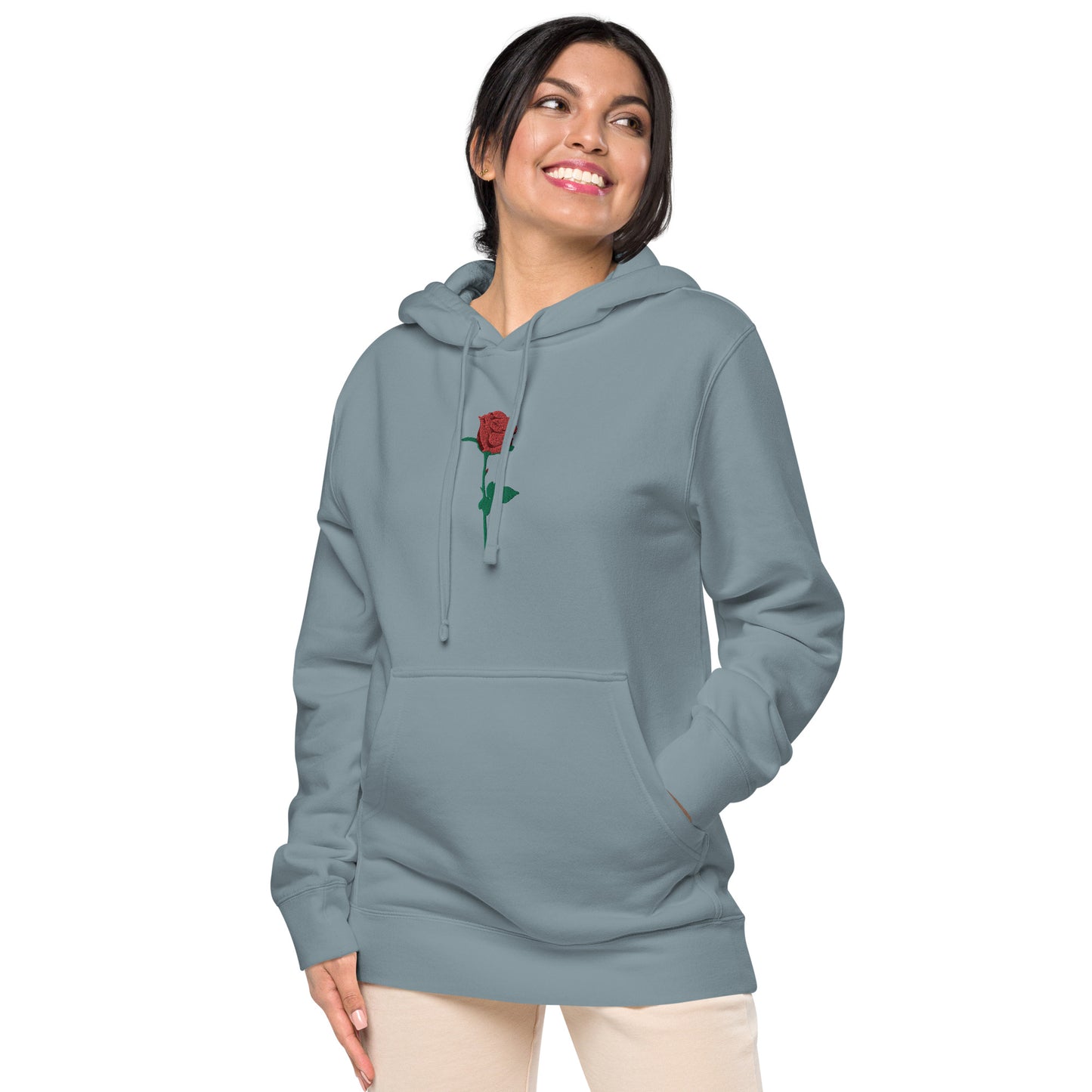 Adonis-Creations - Women's Pigment Dyed Cotton Hoodie ~ Large Chest Embroidery