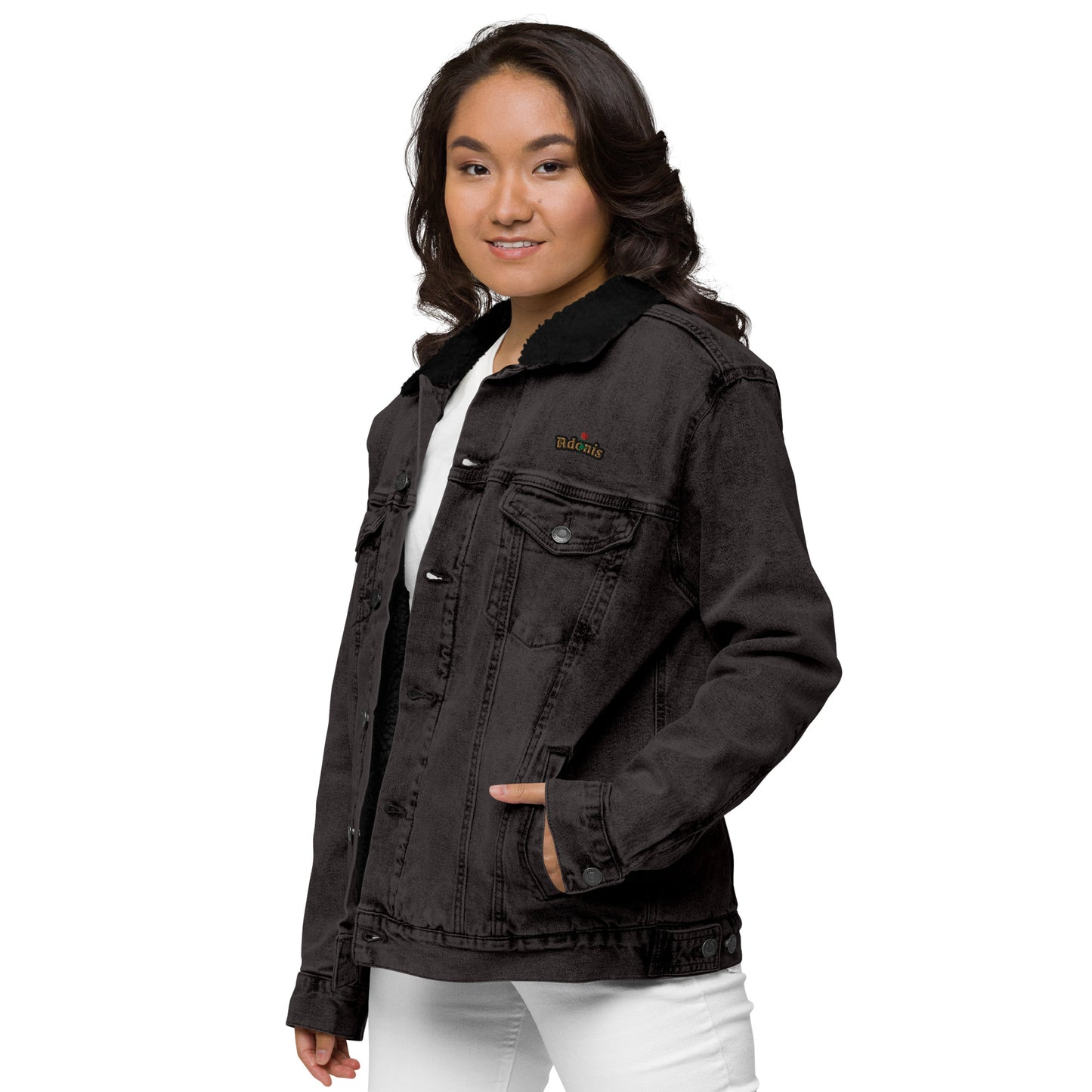 Adonis-Creations - Women's Embroidered Denim Jacket With Fur
